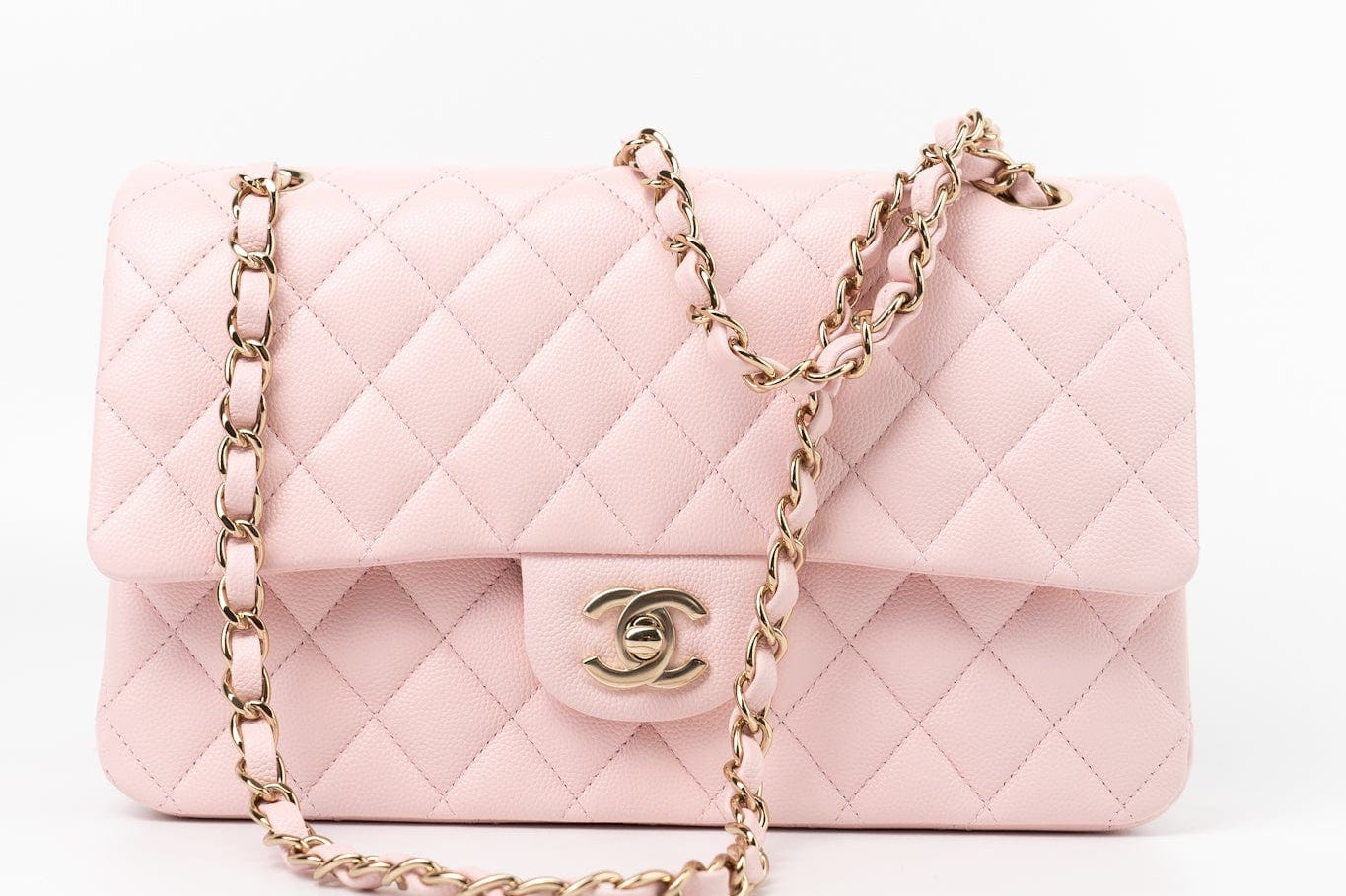 CHANEL Handbag 22S Light Pink Caviar Quilted Classic Flap Medium LGHW - Redeluxe