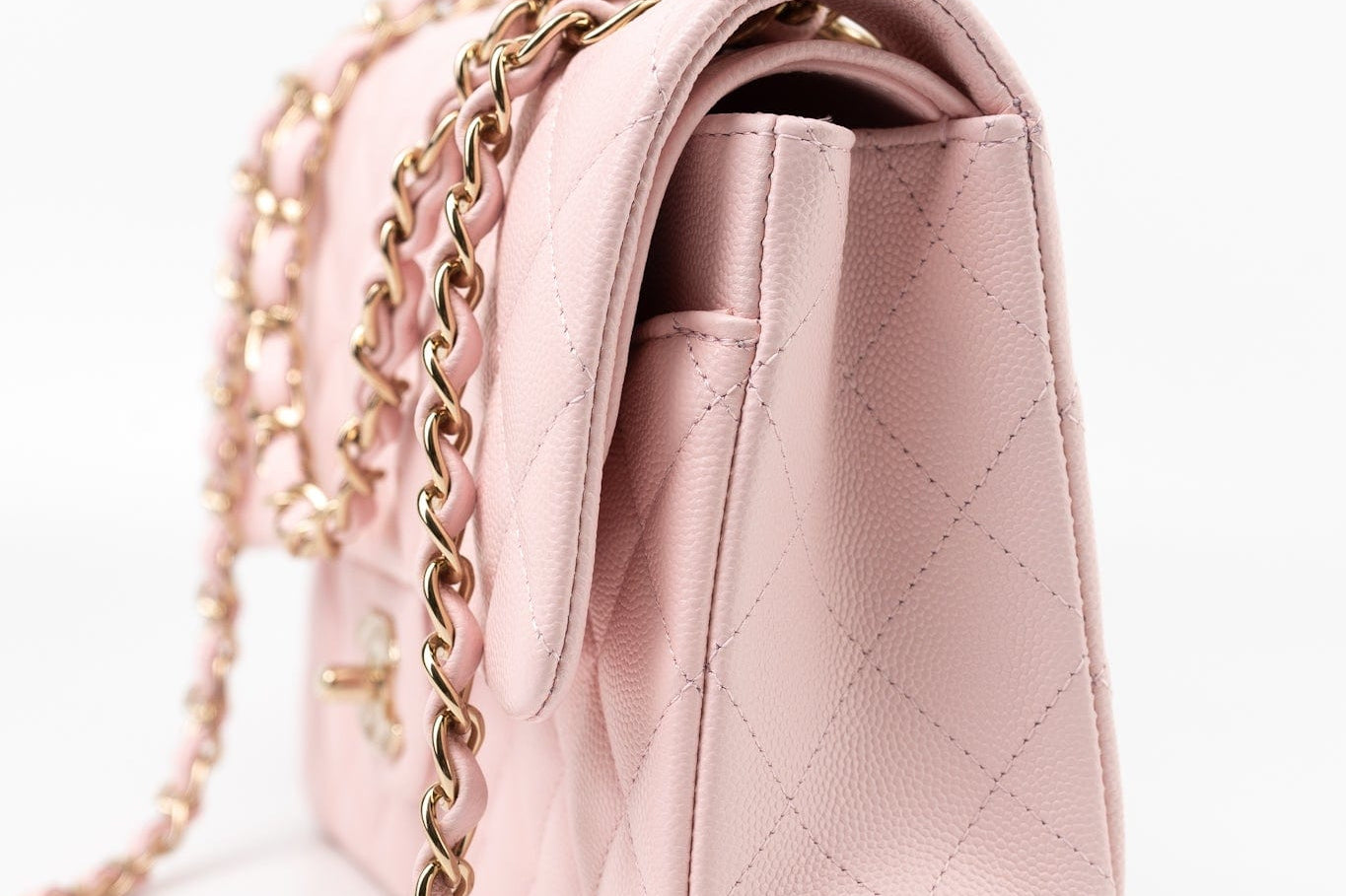 CHANEL Handbag 22S Light Pink Caviar Quilted Classic Flap Medium LGHW - Redeluxe