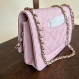 CHANEL Handbag 22S LIGHT PINK CAVIAR QUILTED WALLET ON CHAIN GHW (WOC) - Redeluxe