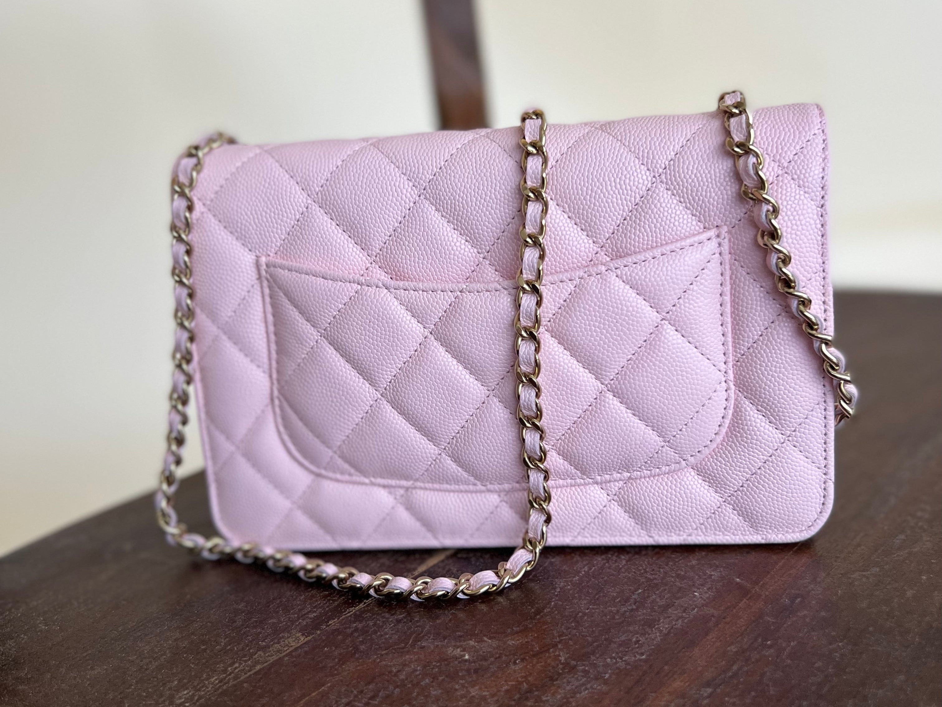 CHANEL Handbag 22S LIGHT PINK CAVIAR QUILTED WALLET ON CHAIN GHW (WOC) - Redeluxe