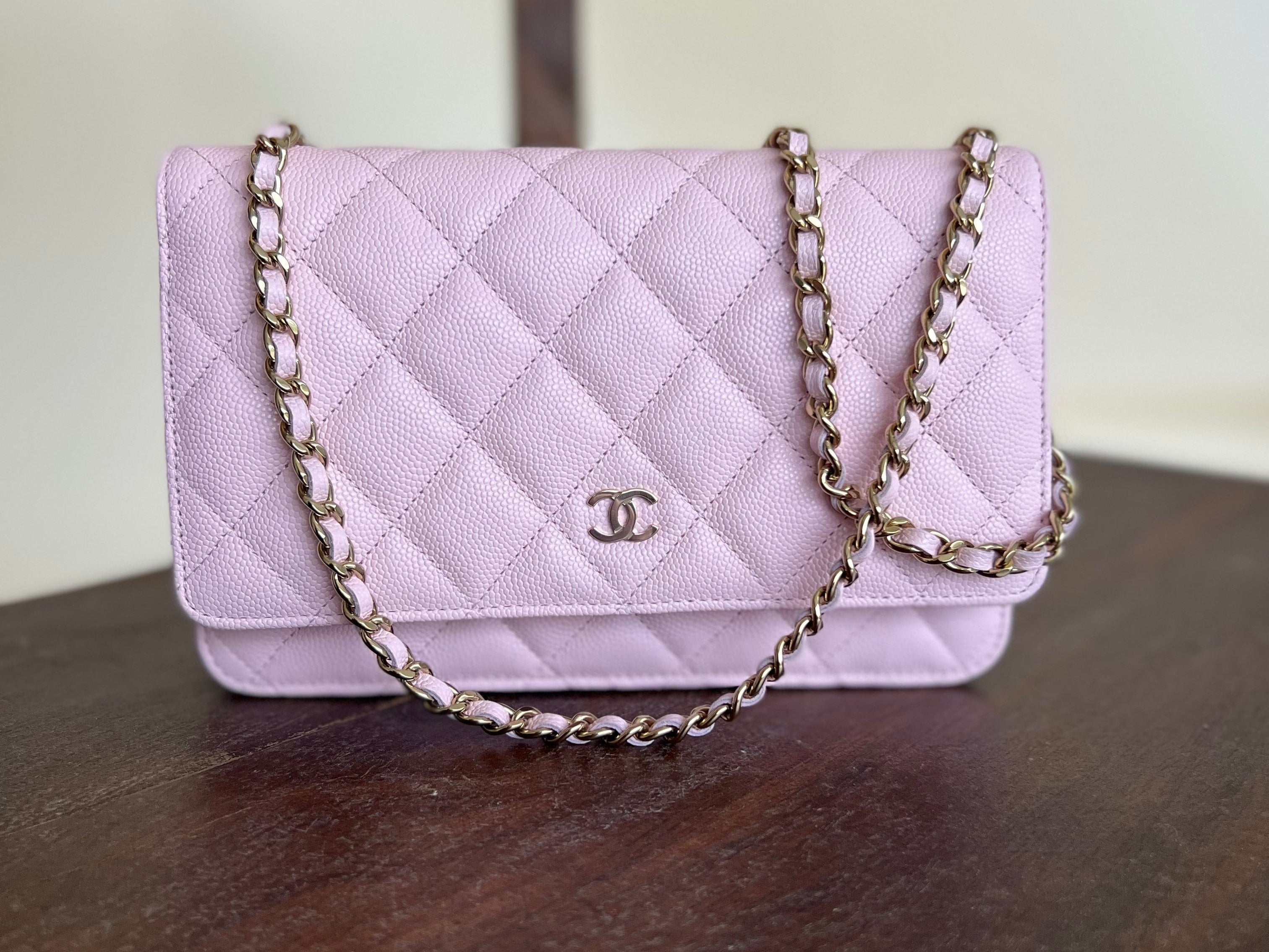 CHANEL Handbag 22S LIGHT PINK CAVIAR QUILTED WALLET ON CHAIN GHW (WOC) - Redeluxe