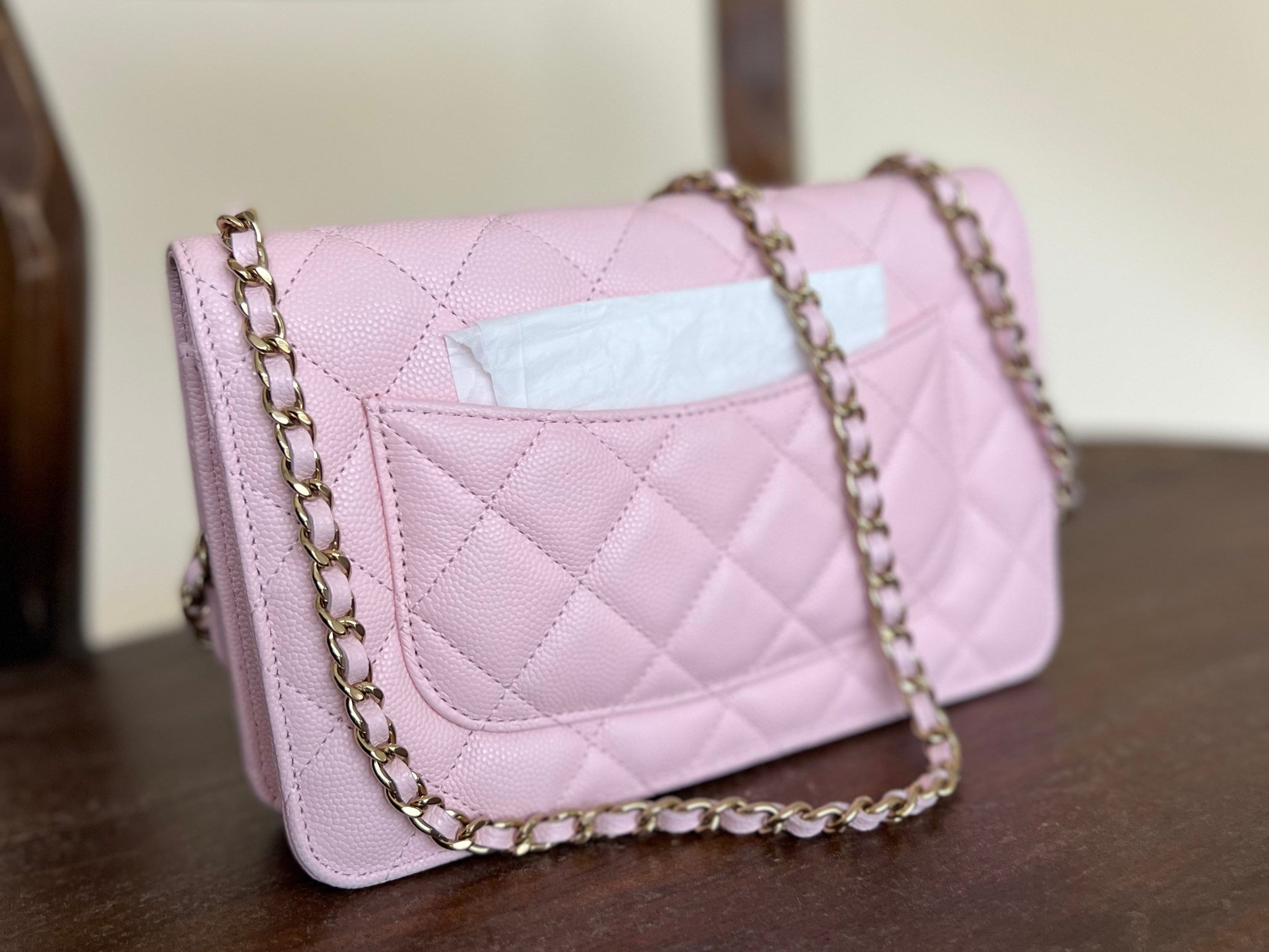 CHANEL Handbag 22S LIGHT PINK CAVIAR QUILTED WALLET ON CHAIN GHW (WOC) - Redeluxe