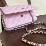 CHANEL Handbag 22S LIGHT PINK CAVIAR QUILTED WALLET ON CHAIN GHW (WOC) - Redeluxe