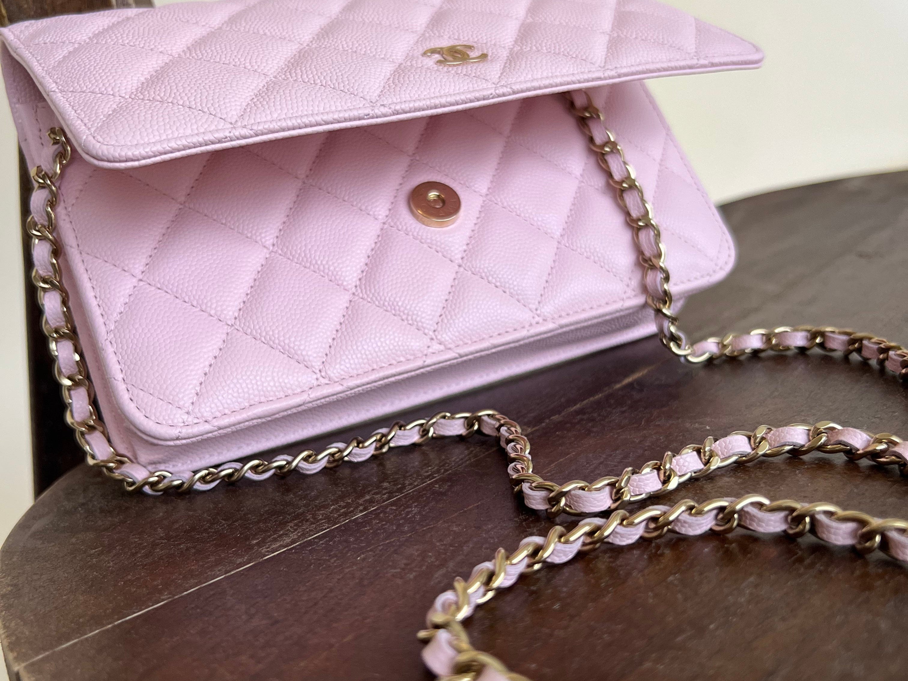 CHANEL Handbag 22S LIGHT PINK CAVIAR QUILTED WALLET ON CHAIN GHW (WOC) - Redeluxe