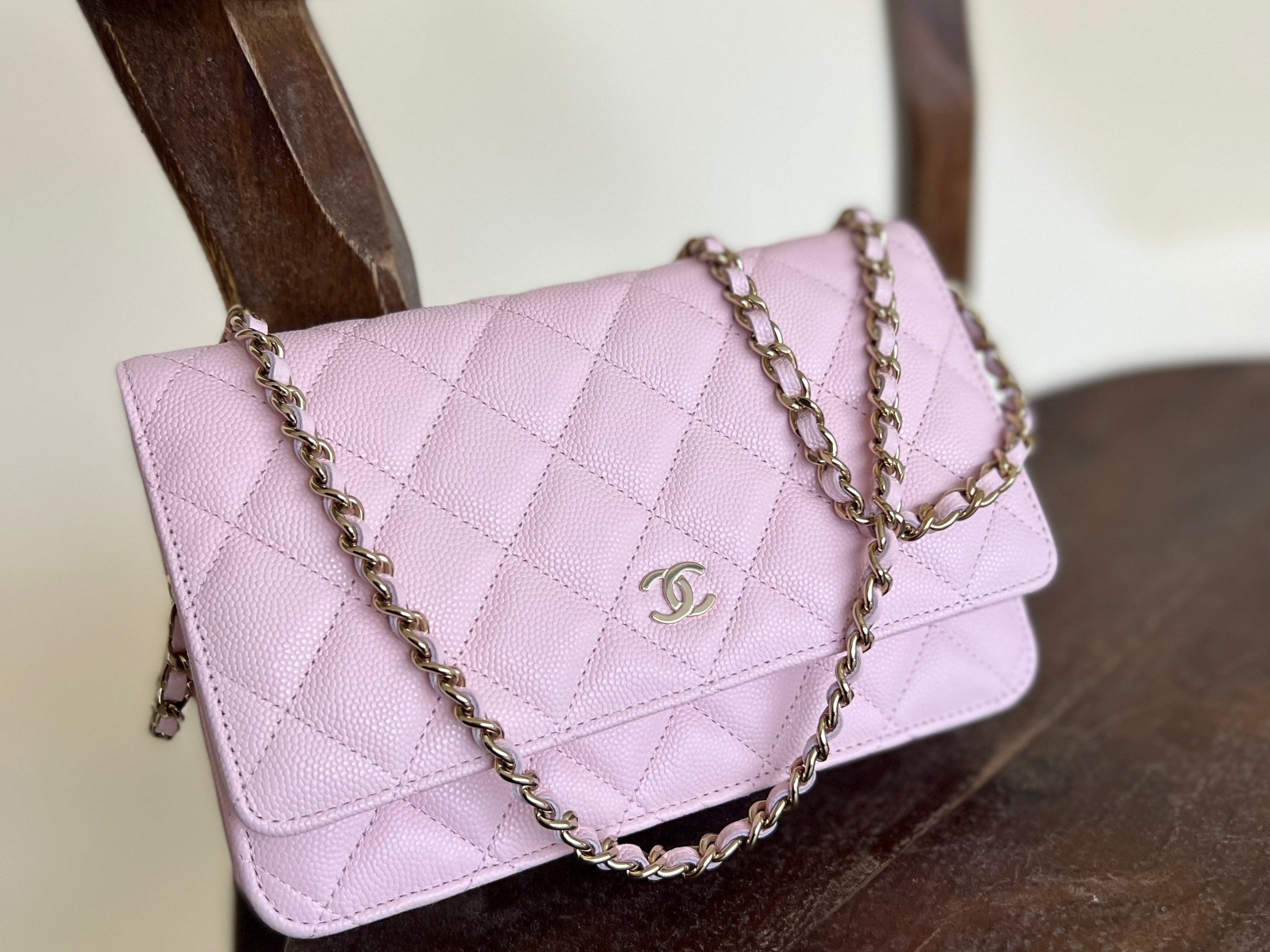 CHANEL Handbag 22S LIGHT PINK CAVIAR QUILTED WALLET ON CHAIN GHW (WOC) - Redeluxe