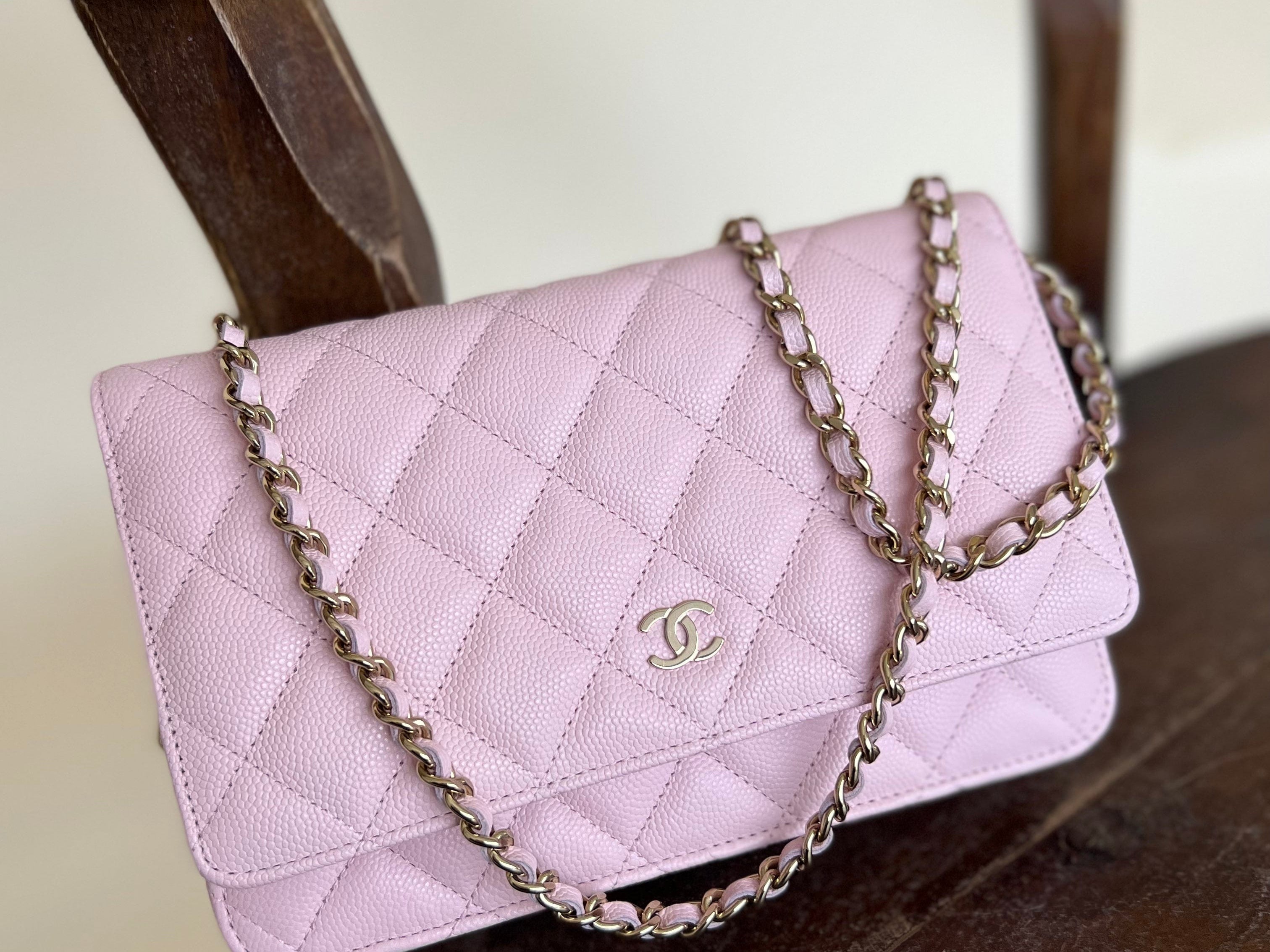 CHANEL Handbag 22S LIGHT PINK CAVIAR QUILTED WALLET ON CHAIN GHW (WOC) - Redeluxe