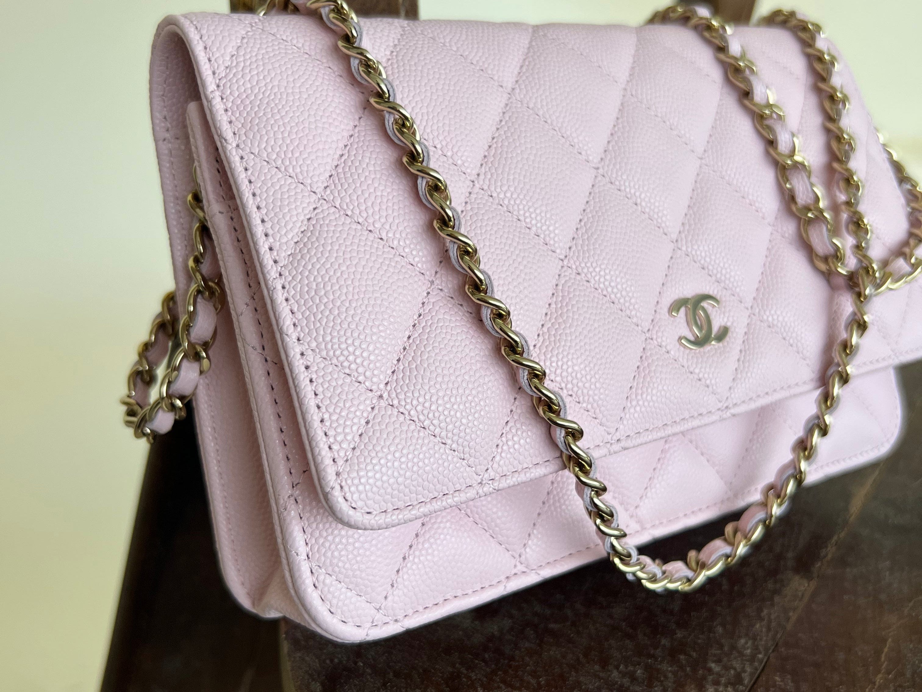 CHANEL Handbag 22S LIGHT PINK CAVIAR QUILTED WALLET ON CHAIN GHW (WOC) - Redeluxe