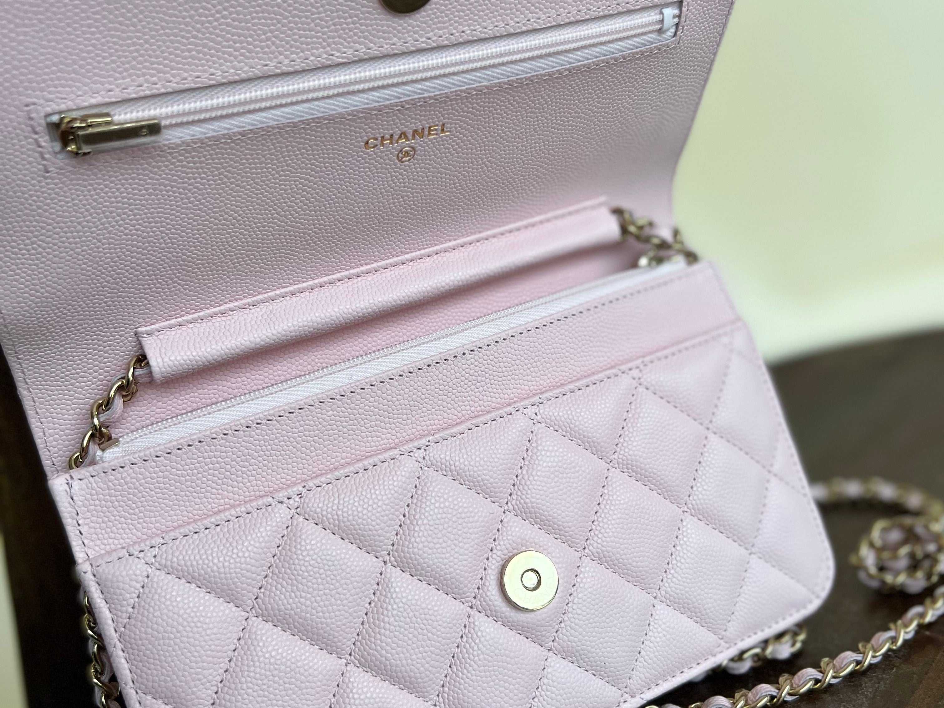 CHANEL Handbag 22S LIGHT PINK CAVIAR QUILTED WALLET ON CHAIN GHW (WOC) - Redeluxe