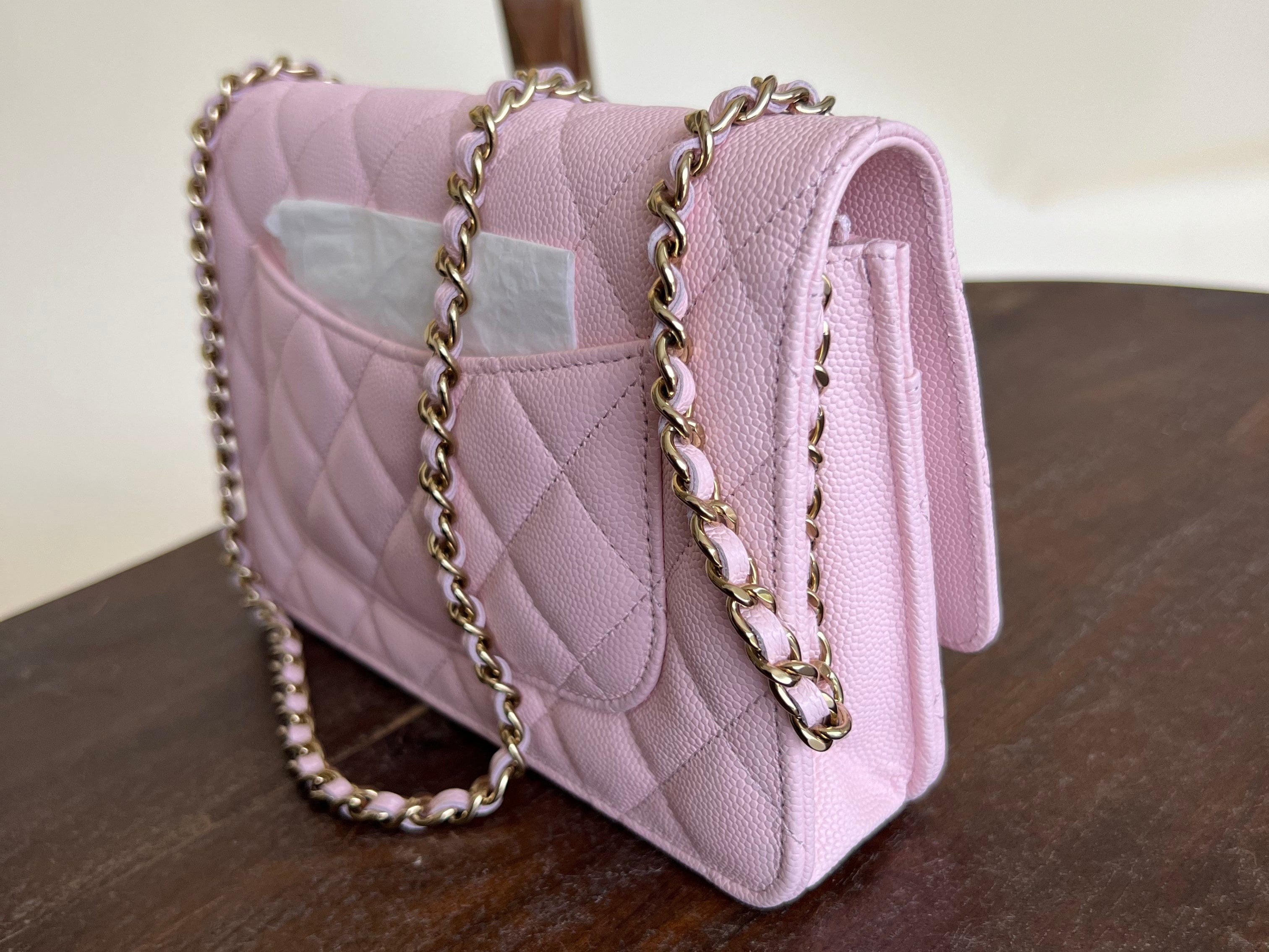 CHANEL Handbag 22S LIGHT PINK CAVIAR QUILTED WALLET ON CHAIN GHW (WOC) - Redeluxe