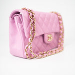 CHANEL Handbag 22S Pink Caviar Quilted Classic Flap Small Light Gold Hardware - Redeluxe