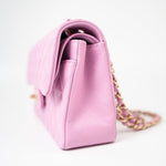 CHANEL Handbag 22S Pink Caviar Quilted Classic Flap Small Light Gold Hardware - Redeluxe