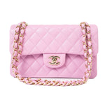 CHANEL Handbag 22S Pink Caviar Quilted Classic Flap Small Light Gold Hardware - Redeluxe
