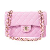 CHANEL Handbag 22S Pink Caviar Quilted Classic Flap Small Light Gold Hardware - Redeluxe