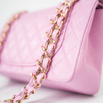 CHANEL Handbag 22S Pink Caviar Quilted Classic Flap Small Light Gold Hardware - Redeluxe
