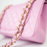 CHANEL Handbag 22S Pink Caviar Quilted Classic Flap Small Light Gold Hardware - Redeluxe