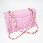 CHANEL Handbag 22S Pink Caviar Quilted Classic Flap Small Light Gold Hardware - Redeluxe