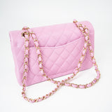 CHANEL Handbag 22S Pink Caviar Quilted Classic Flap Small Light Gold Hardware - Redeluxe