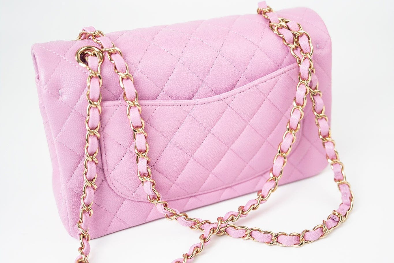 CHANEL Handbag 22S Pink Caviar Quilted Classic Flap Small Light Gold Hardware - Redeluxe