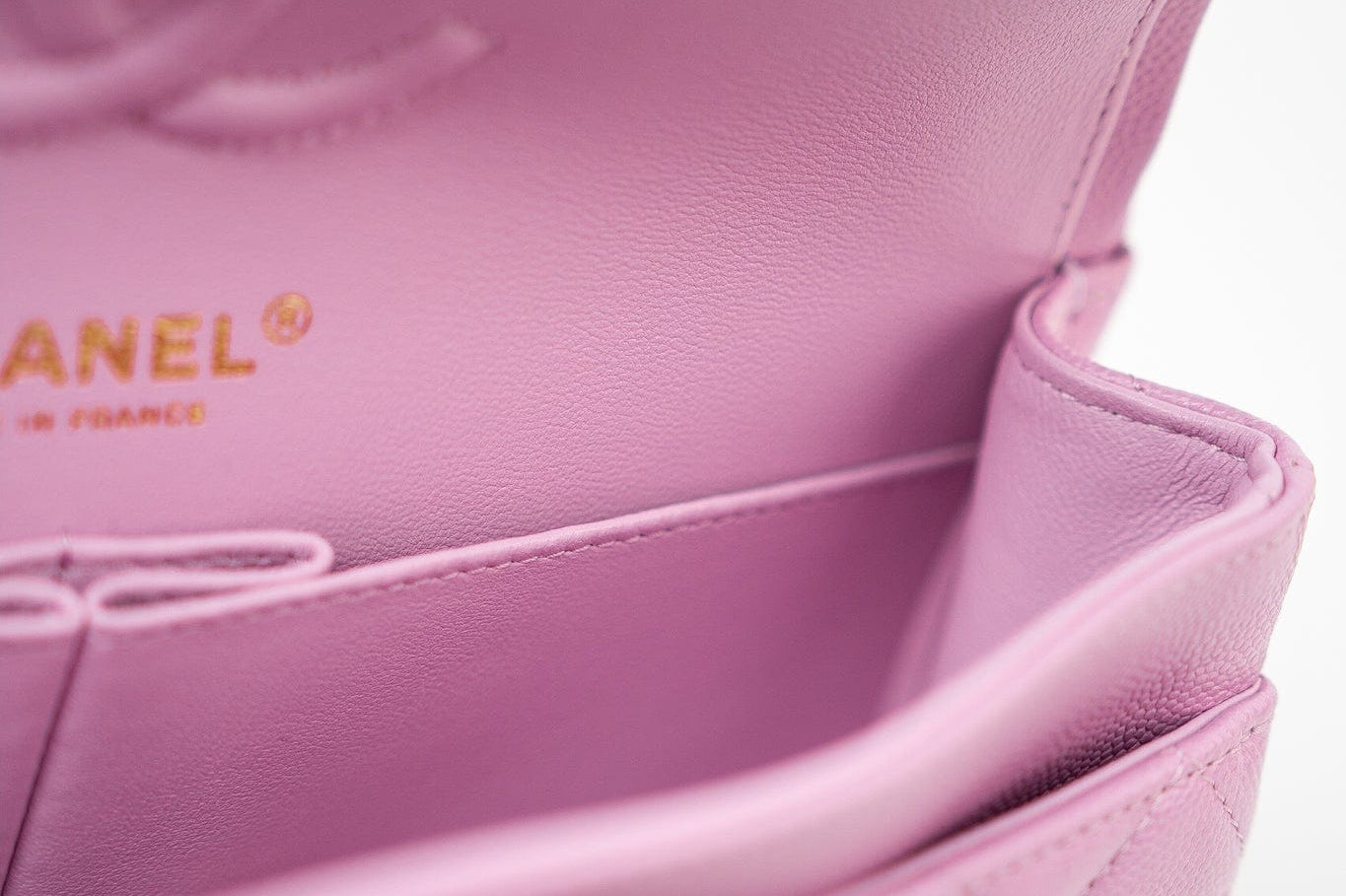 CHANEL Handbag 22S Pink Caviar Quilted Classic Flap Small Light Gold Hardware - Redeluxe