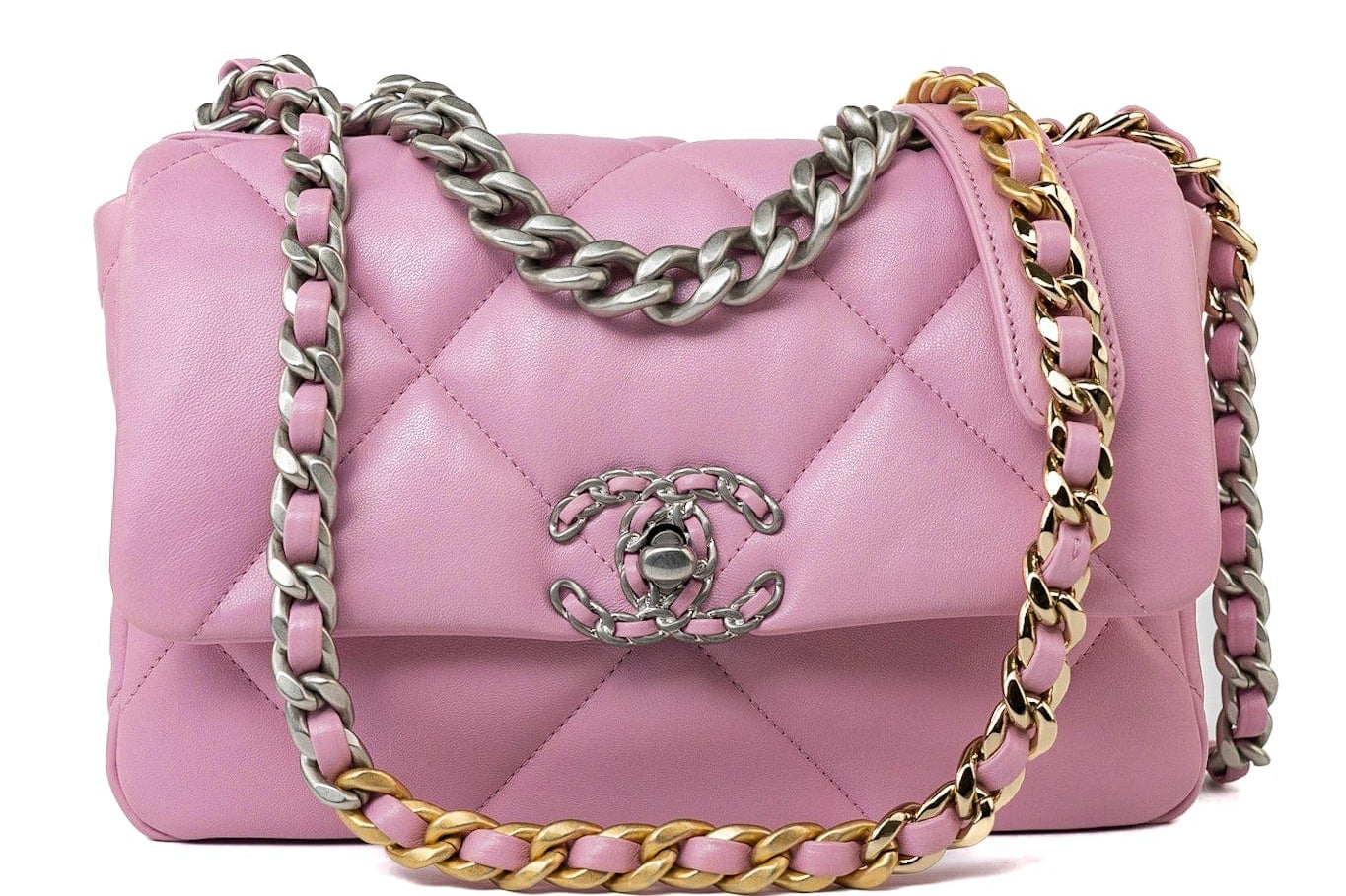 CHANEL Handbag 22S Pink Lambskin Quilted 19 Small Reverse Mixed Hardware - Redeluxe