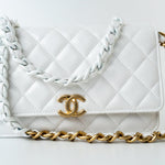 CHANEL Handbag 22S White Lambskin Quilted Wallet on Chain (WOC) - Redeluxe