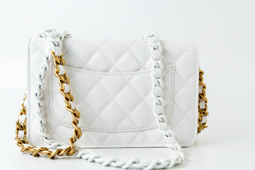 CHANEL Handbag 22S White Lambskin Quilted Wallet on Chain (WOC) - Redeluxe