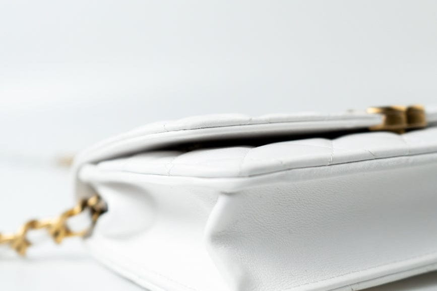 CHANEL Handbag 22S White Lambskin Quilted Wallet on Chain (WOC) - Redeluxe