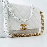 CHANEL Handbag 22S White Lambskin Quilted Wallet on Chain (WOC) - Redeluxe