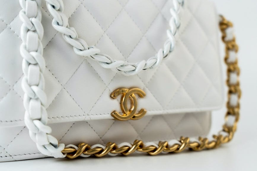 CHANEL Handbag 22S White Lambskin Quilted Wallet on Chain (WOC) - Redeluxe