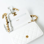 CHANEL Handbag 22S White Lambskin Quilted Wallet on Chain (WOC) - Redeluxe