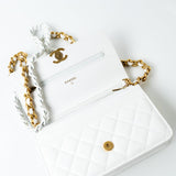CHANEL Handbag 22S White Lambskin Quilted Wallet on Chain (WOC) - Redeluxe
