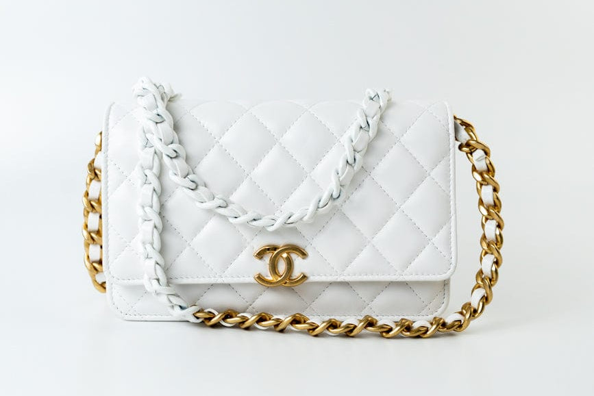 CHANEL Handbag 22S White Lambskin Quilted Wallet on Chain (WOC) - Redeluxe