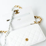CHANEL Handbag 22S White Lambskin Quilted Wallet on Chain (WOC) - Redeluxe