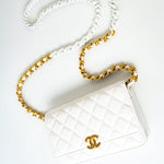 CHANEL Handbag 22S White Lambskin Quilted Wallet on Chain (WOC) - Redeluxe