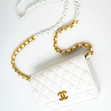 CHANEL Handbag 22S White Lambskin Quilted Wallet on Chain (WOC) - Redeluxe