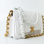 CHANEL Handbag 22S White Lambskin Quilted Wallet on Chain (WOC) - Redeluxe