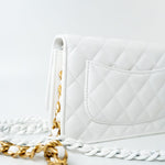 CHANEL Handbag 22S White Lambskin Quilted Wallet on Chain (WOC) - Redeluxe