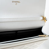 CHANEL Handbag 22S White Lambskin Quilted Wallet on Chain (WOC) - Redeluxe