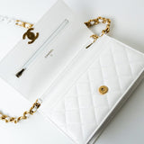 CHANEL Handbag 22S White Lambskin Quilted Wallet on Chain (WOC) - Redeluxe