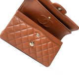 CHANEL Handbag 23A Light Brown Caviar Quilted Classic Flap Small Light Gold Hardware - Redeluxe