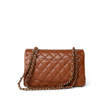 CHANEL Handbag 23A Light Brown Caviar Quilted Classic Flap Small Light Gold Hardware - Redeluxe