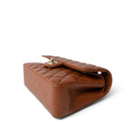CHANEL Handbag 23A Light Brown Caviar Quilted Classic Flap Small Light Gold Hardware - Redeluxe