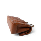 CHANEL Handbag 23A Light Brown Caviar Quilted Classic Flap Small Light Gold Hardware - Redeluxe