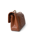 CHANEL Handbag 23A Light Brown Caviar Quilted Classic Flap Small Light Gold Hardware - Redeluxe