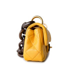 CHANEL Handbag 23A Mini Yellow Lambskin Quilted and Weng Wood Flap Bag - Redeluxe
