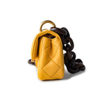 CHANEL Handbag 23A Mini Yellow Lambskin Quilted and Weng Wood Flap Bag - Redeluxe