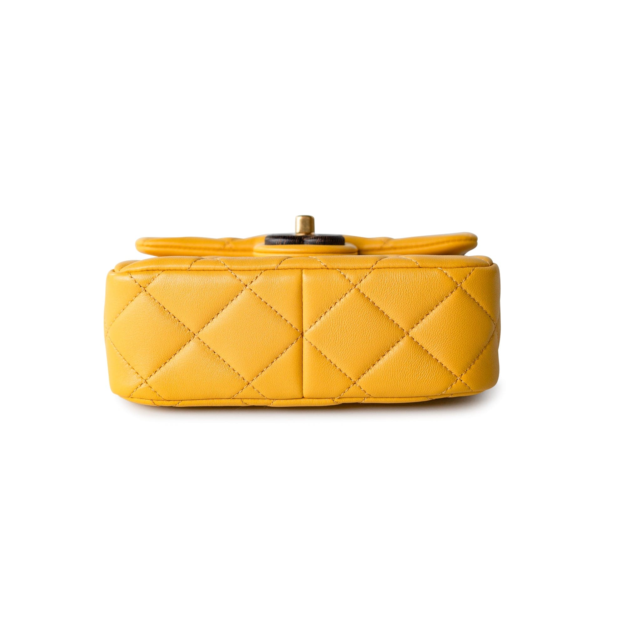 CHANEL Handbag 23A Mini Yellow Lambskin Quilted and Weng Wood Flap Bag - Redeluxe