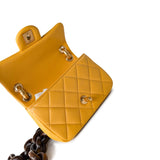 CHANEL Handbag 23A Mini Yellow Lambskin Quilted and Weng Wood Flap Bag - Redeluxe