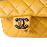 CHANEL Handbag 23A Mini Yellow Lambskin Quilted and Weng Wood Flap Bag - Redeluxe