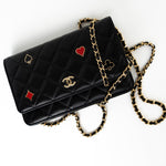 CHANEL Handbag 23C Black Lambskin Quilted Cruise Heart Wallet on Chain (WOC) LGHW - Redeluxe